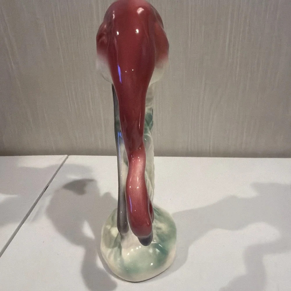 Vintage, mid-century Art Deco Style‎ Pink Flamingo Head Down Ceramic Figurine